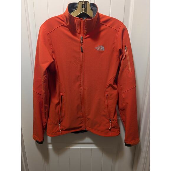 The North Face Womens S Neon Orange Softshell Jacket Full Zip Mock Neck Casual - Picture 2 of 11